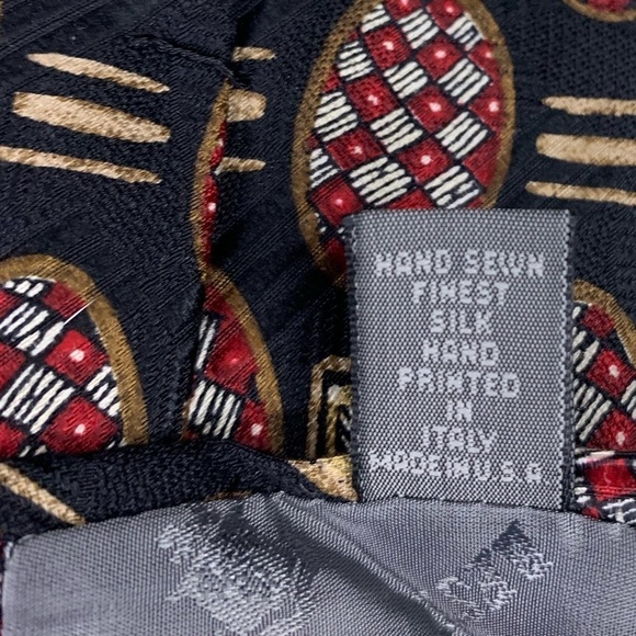 Robert Talbott Best of Class Jacobson's Black Red Gold Italian Silk Handsewn Tie - Picture 5 of 9